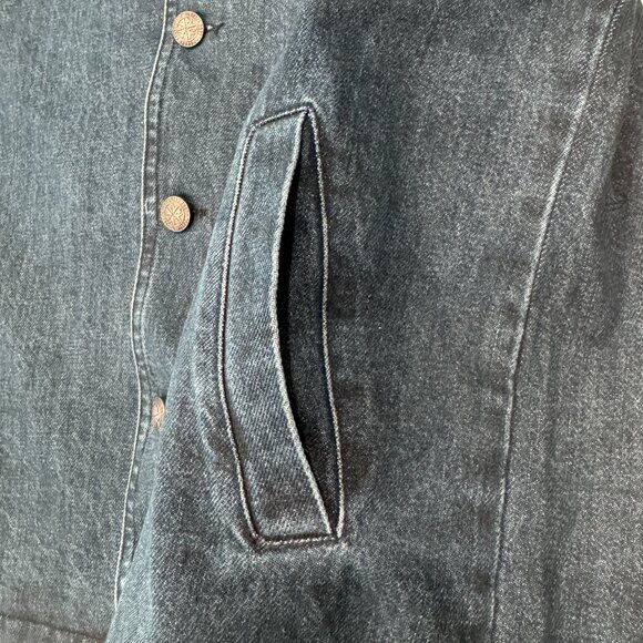 Men's Vintage Stand Collar Denim Jacket New, Size XL - Picture 13 of 17